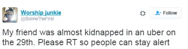 Girl recounts how she was almost kidnapped by an Uber driver in Lagos